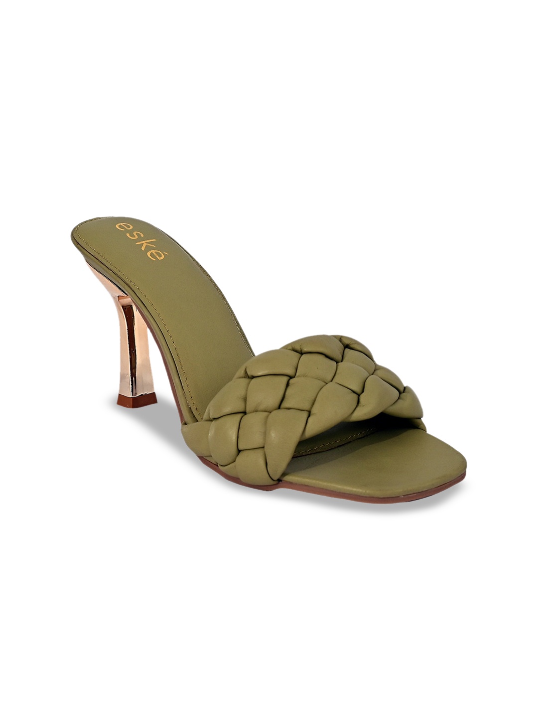 

Eske Textured Leather Stiletto Heels, Olive