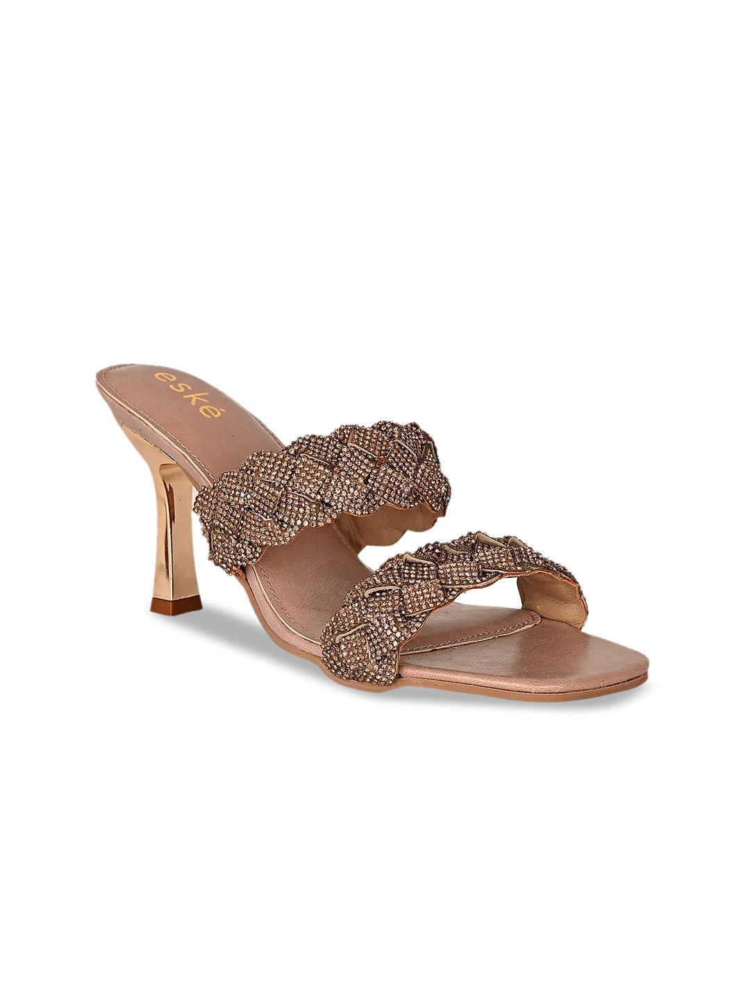 

Eske Embellished Leather Stiletto Sandals, Gold