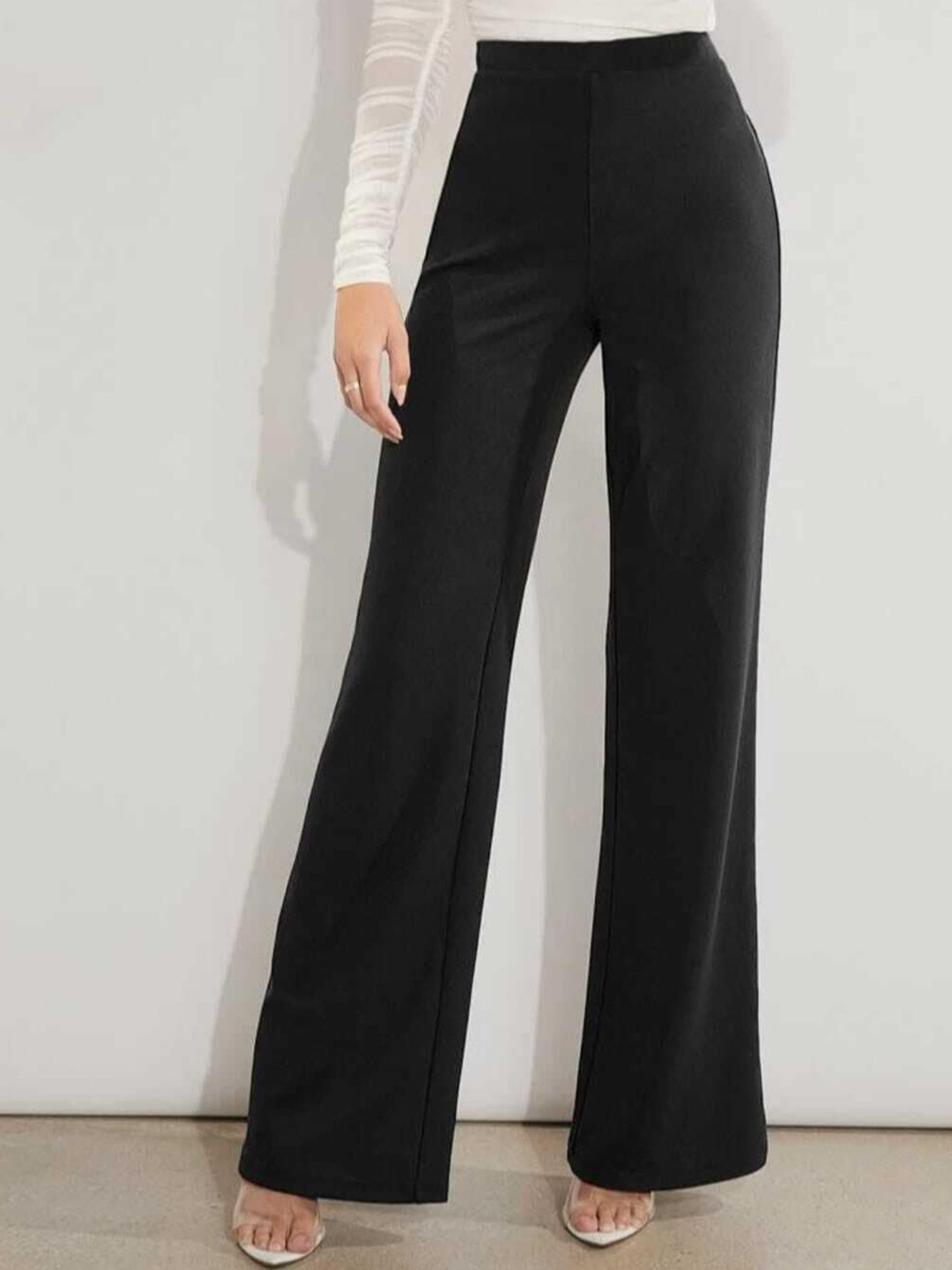 

BROADSTAR Women Smart Stretchable Straight Fit High-Rise Parallel Trouser, Black
