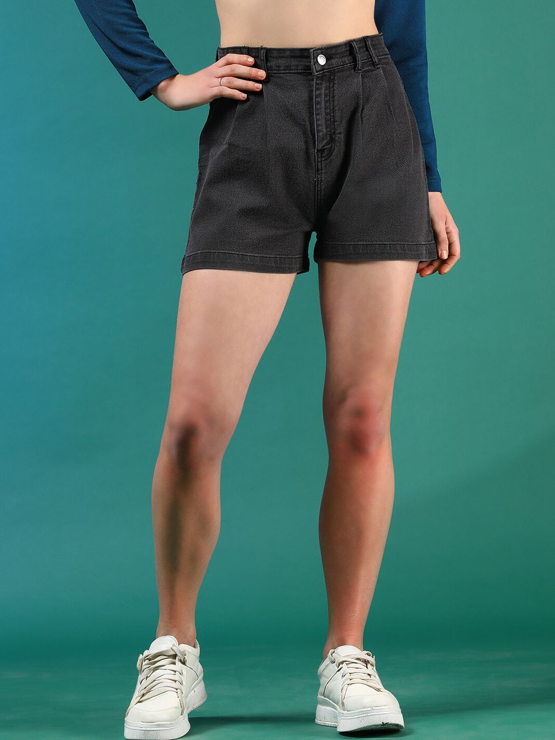 

Stylecast X Kotty Women High-Rise Denim Shorts, Black