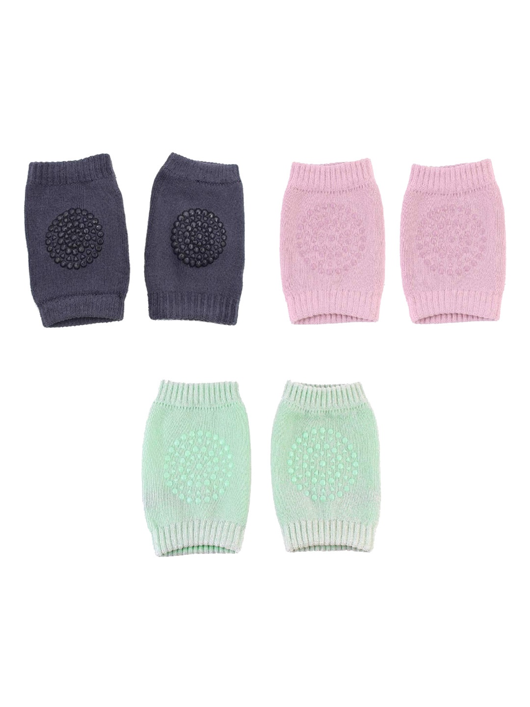 

SYGA Infants Pack Of 3 Self Design Knee Safety Non Slip Protector Pads, Grey