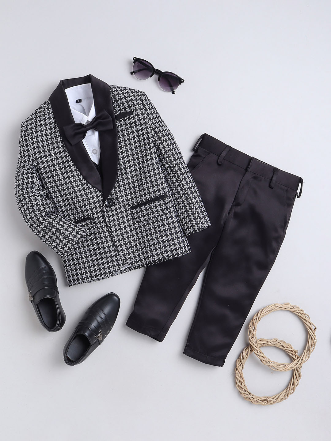 

BAESD Infant Boy Printed 5-Piece Party Suits, Black