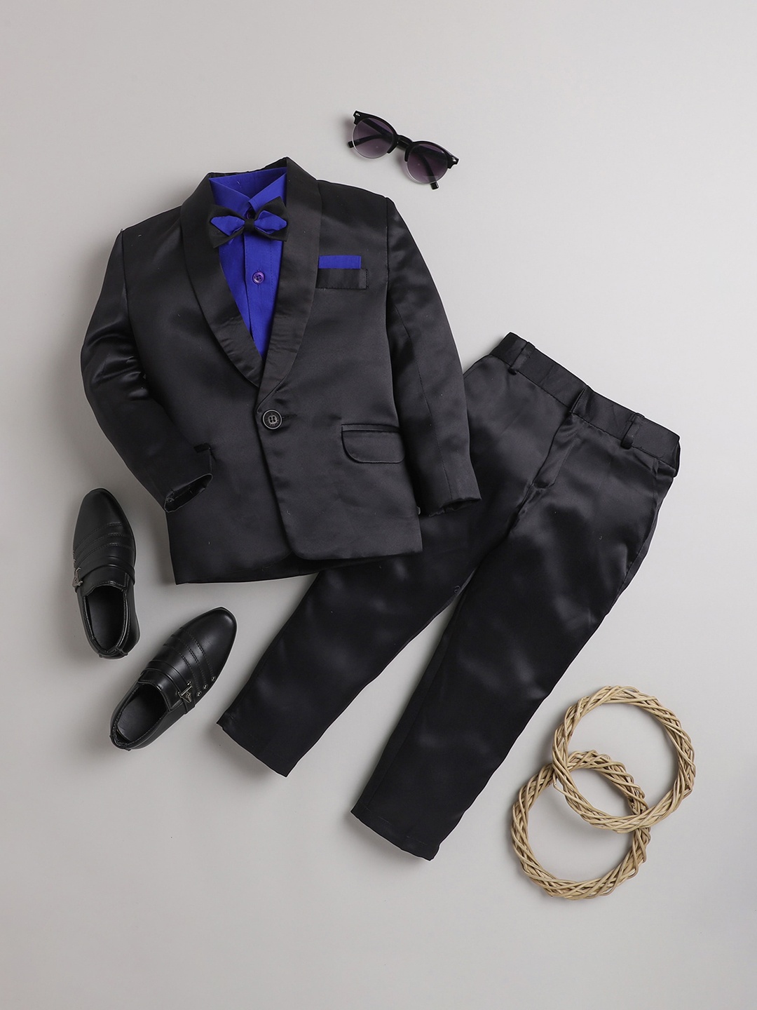 

BAESD Infant Boys Blazer & Waistcoat With Trousers Bow 4 Piece Party Suits, Black