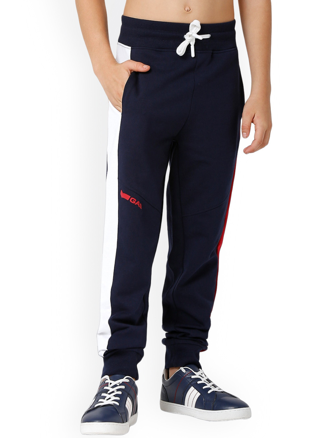 

GAS Boys Colorblocked Mid-Rise Sports Joggers, Navy blue