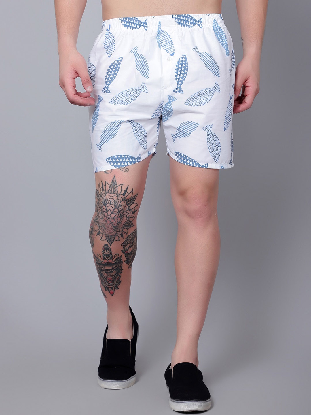 

Zombom Men Printed Pure Cotton Boxers BOXER_2302_WHITE_S