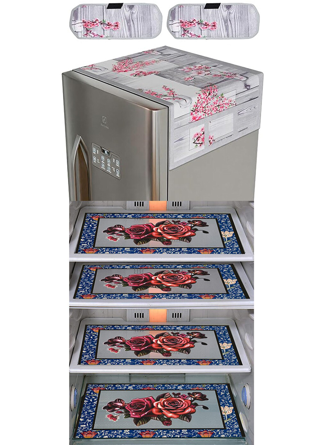 

Dakshya Industries Grey & Blue 6 Pieces Floral Printed Refrigerator Covers