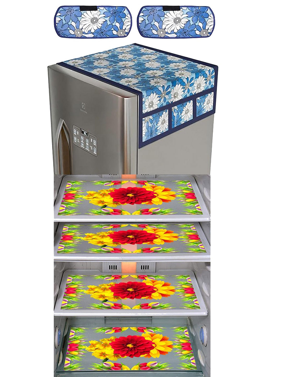 

Dakshya Industries Yellow & White 6Pcs Printed Fridge Top Cover Handle Covers & Mats