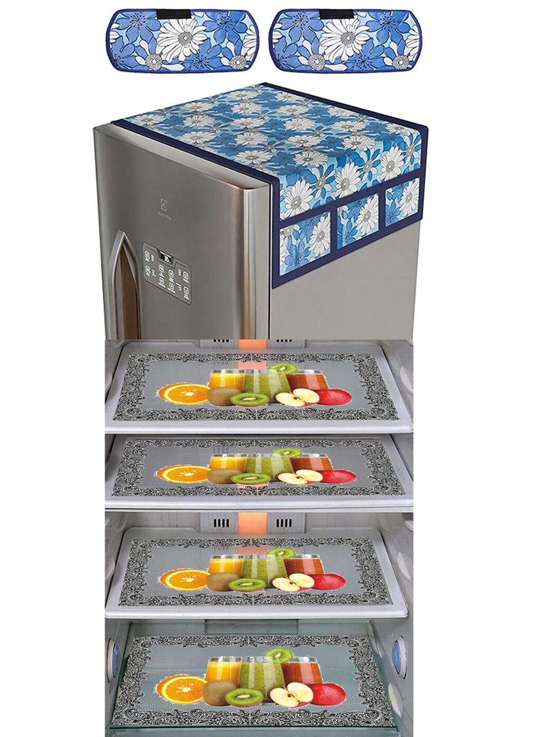 

Dakshya Industries 7 Pieces Yellow & Blue Printed Refrigerator Appliance Covers