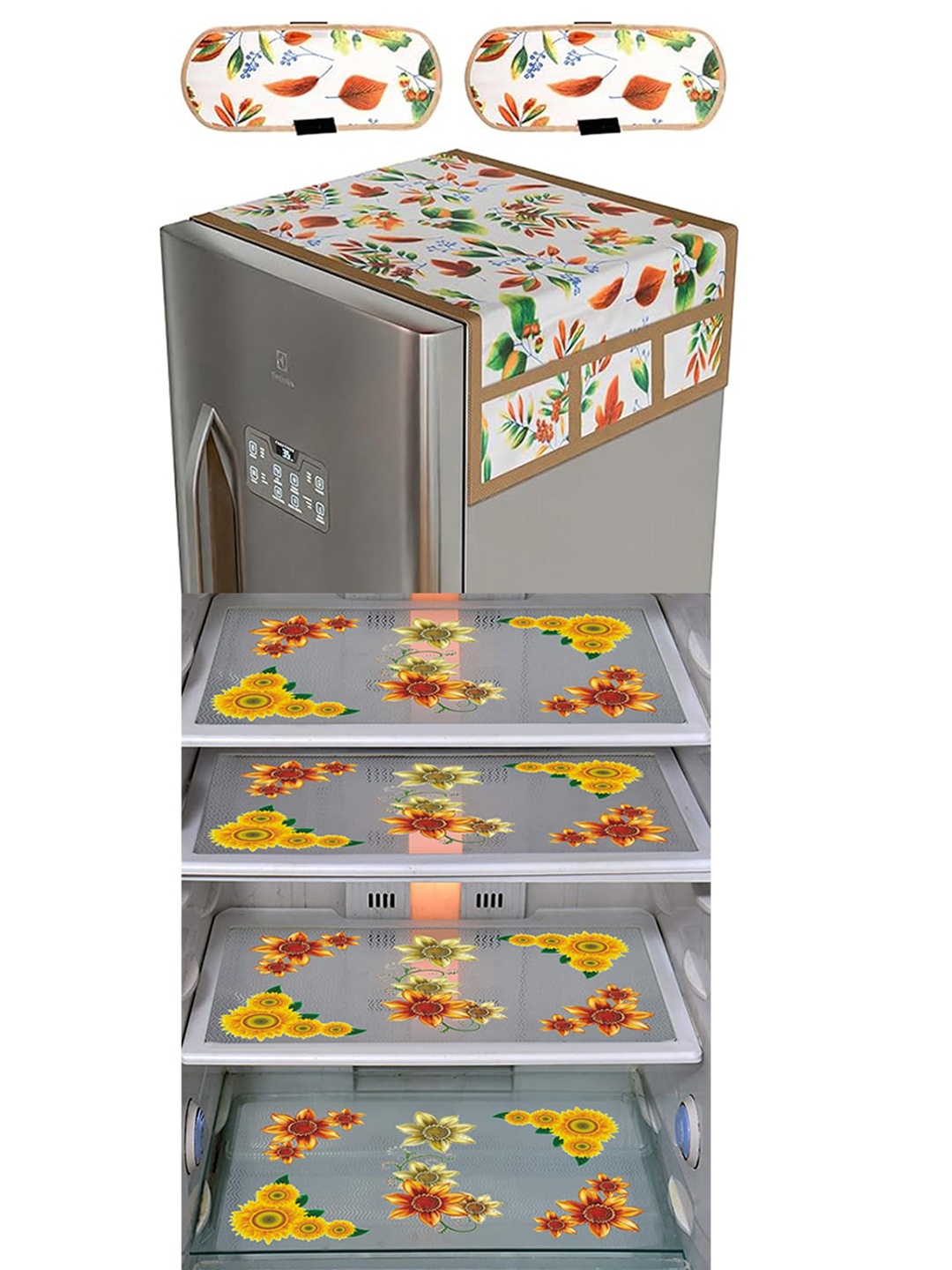 

Dakshya Industries Green & Yellow 6 Pcs Printed Refrigerator Appliance Covers