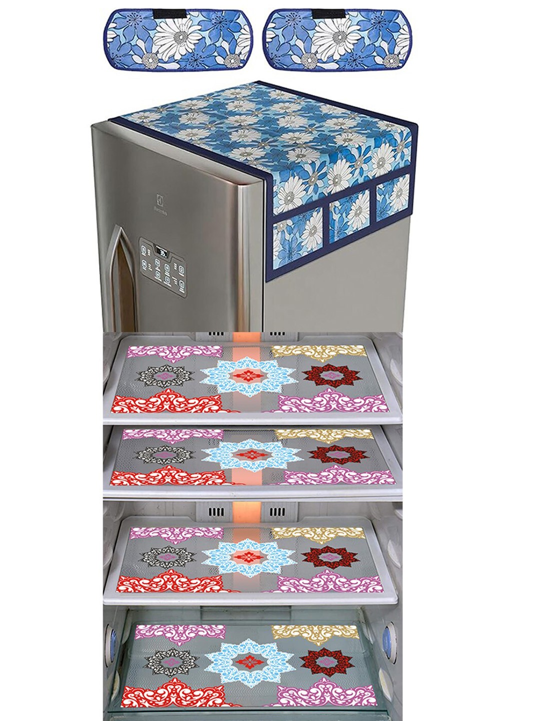 

Dakshya Industries Pink & Blue 7 Pieces Printed Refrigerator Appliance Covers