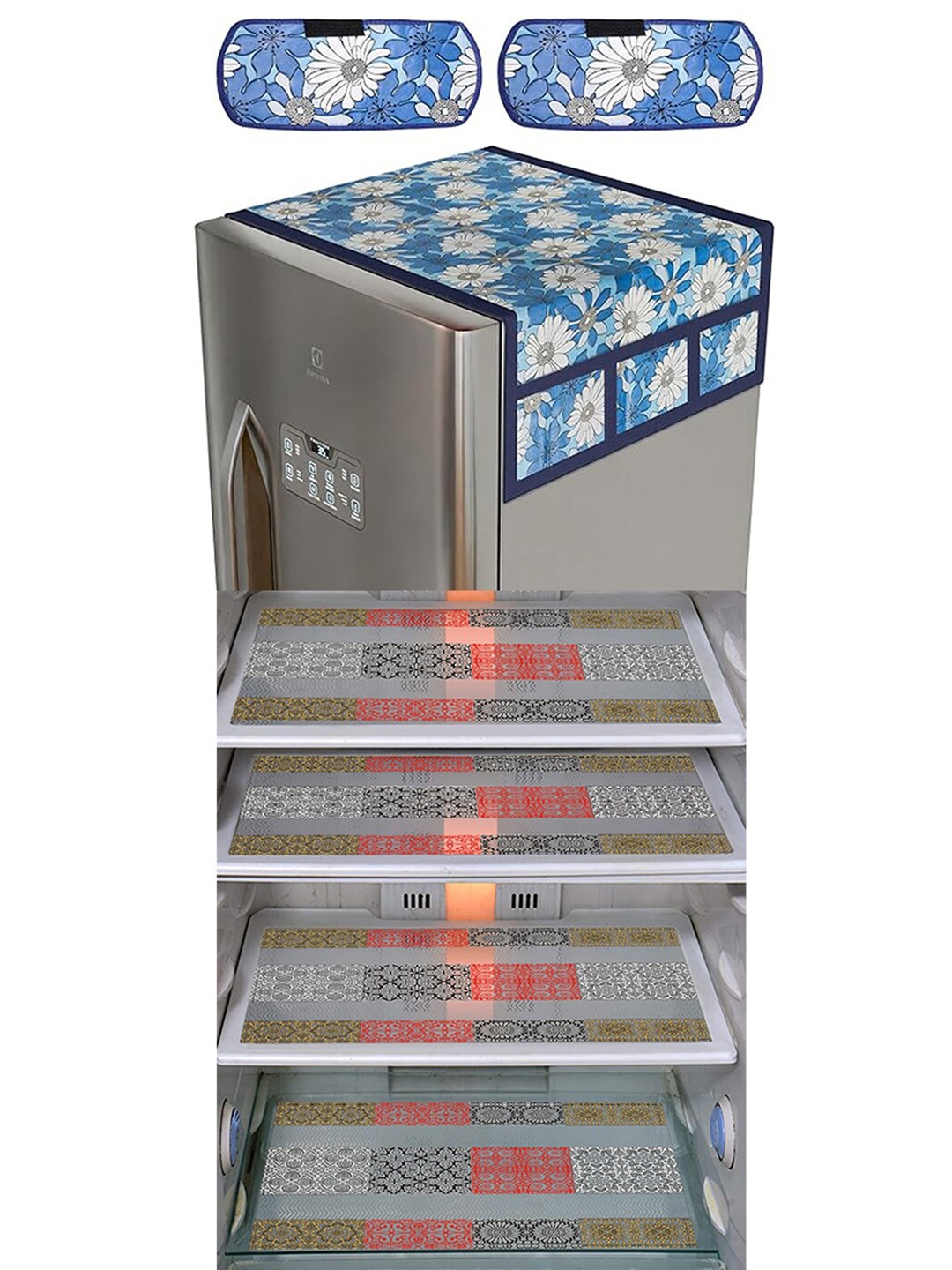 

Dakshya Industries Pink & Blue 7 Pieces Printed Fridge Covers & Mats