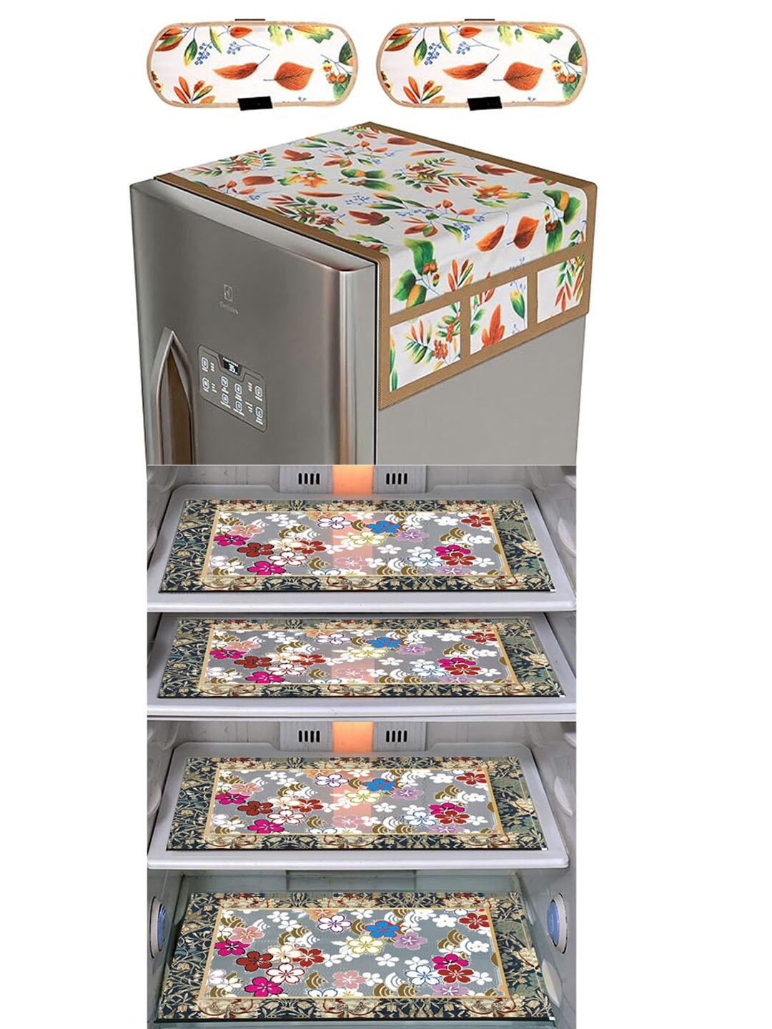

Dakshya Industries Green & Blue 7 Pieces Printed Fridge Covers & Mats