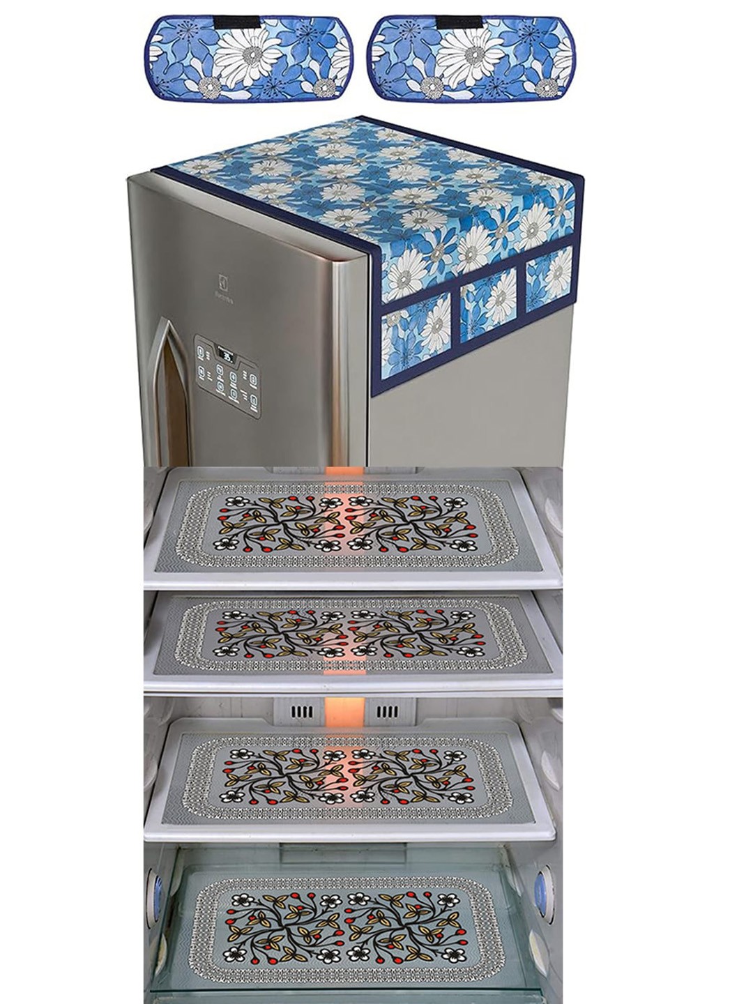 

Dakshya Industries Black & Blue 7 Pcs Printed Refrigerator Appliance Covers