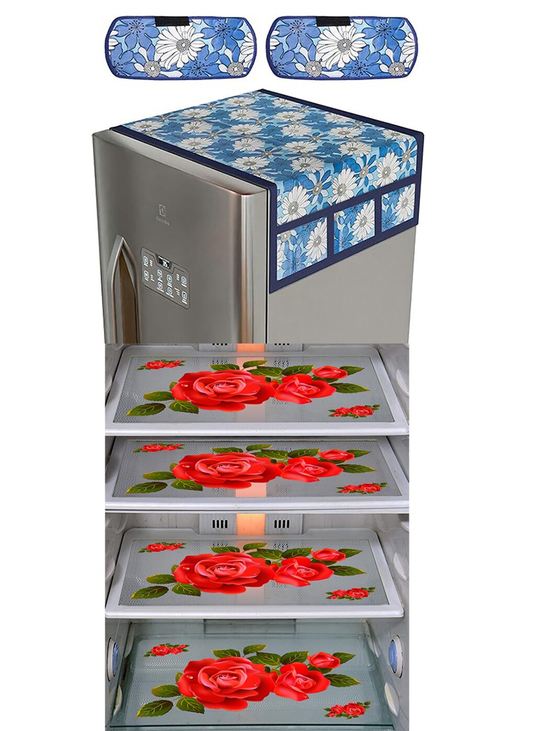 

Dakshya Industries 7 Pieces Red & Blue Printed Refrigerator Appliance Covers