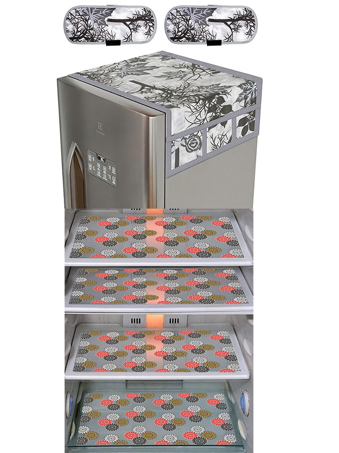 

Dakshya Industries 7 Pieces Grey & Black Printed Refrigerator Appliance Covers