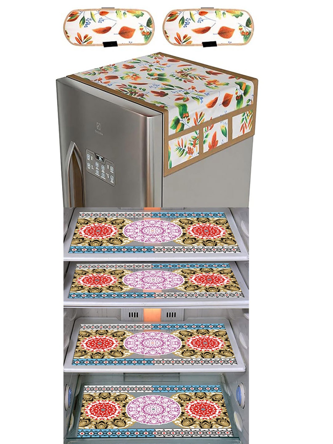 

Dakshya Industries White & Red 6 Pieces Printed Refrigerator Covers & Mats