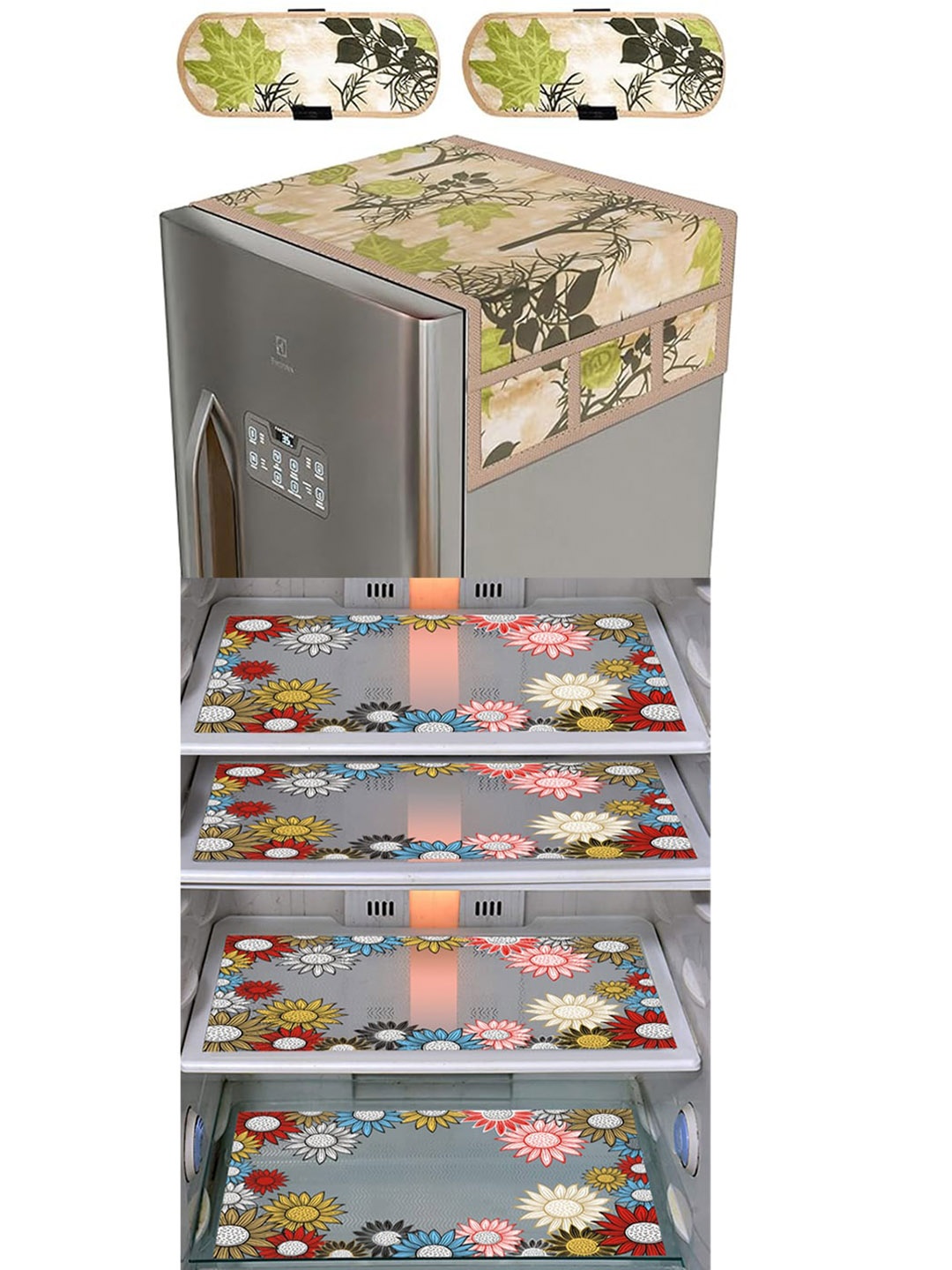 

Dakshya Industries Green & Beige 7 Pcs Printed Refrigerator Appliance Covers
