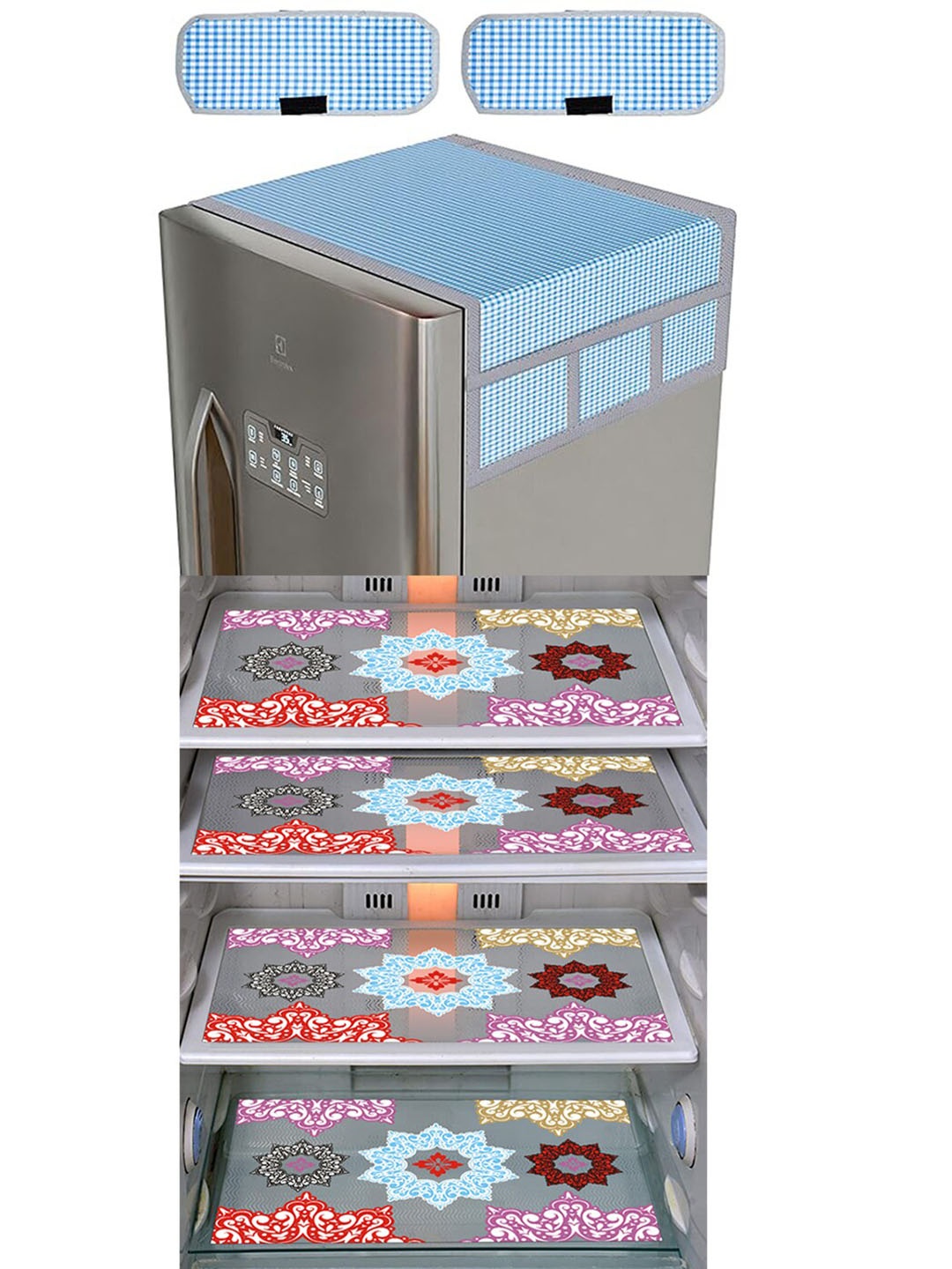 

Dakshya Industries Blue & Pink 7 Pieces Printed Refrigerator Appliance Covers