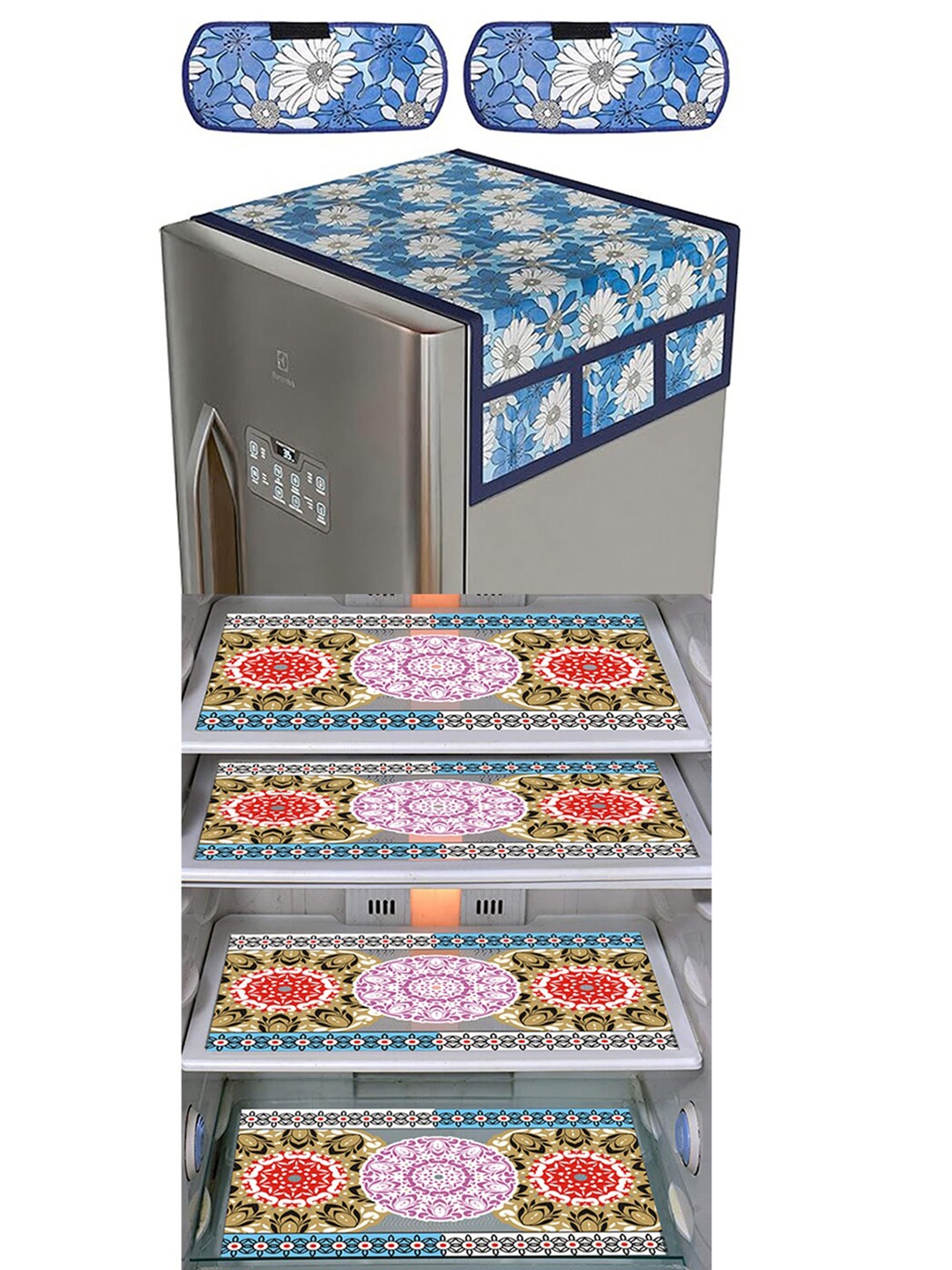 

Dakshya Industries Pink & Blue 7 Pieces Printed Refrigerator Appliance Covers