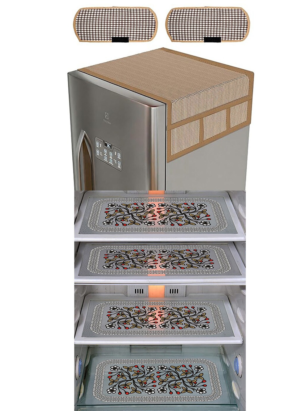 

Dakshya Industries Black & Beige 7 Pieces Printed Refrigerator Appliance Covers
