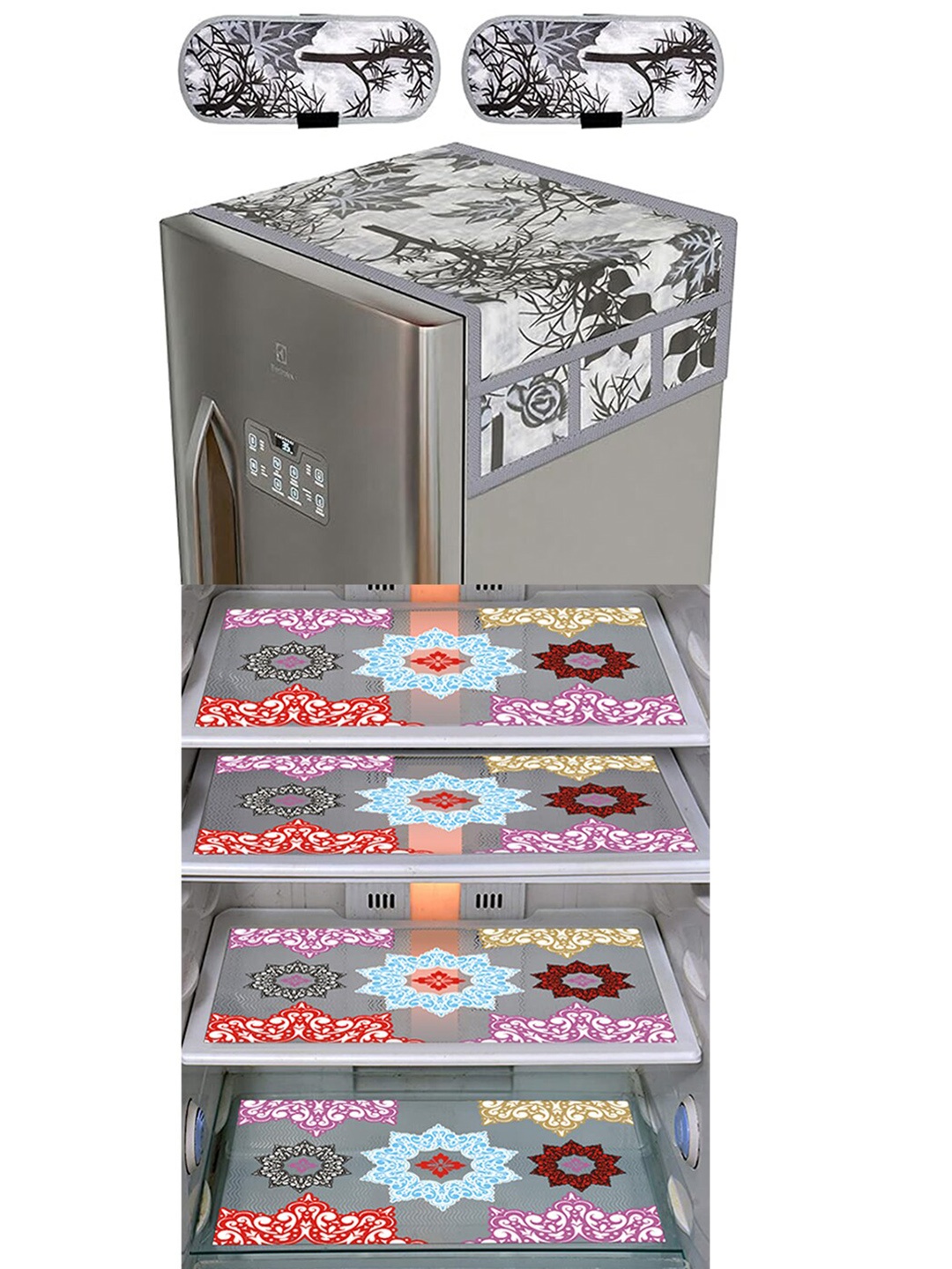 

Dakshya Industries Black & Grey 7 Pieces Printed Refrigerator Appliance Covers