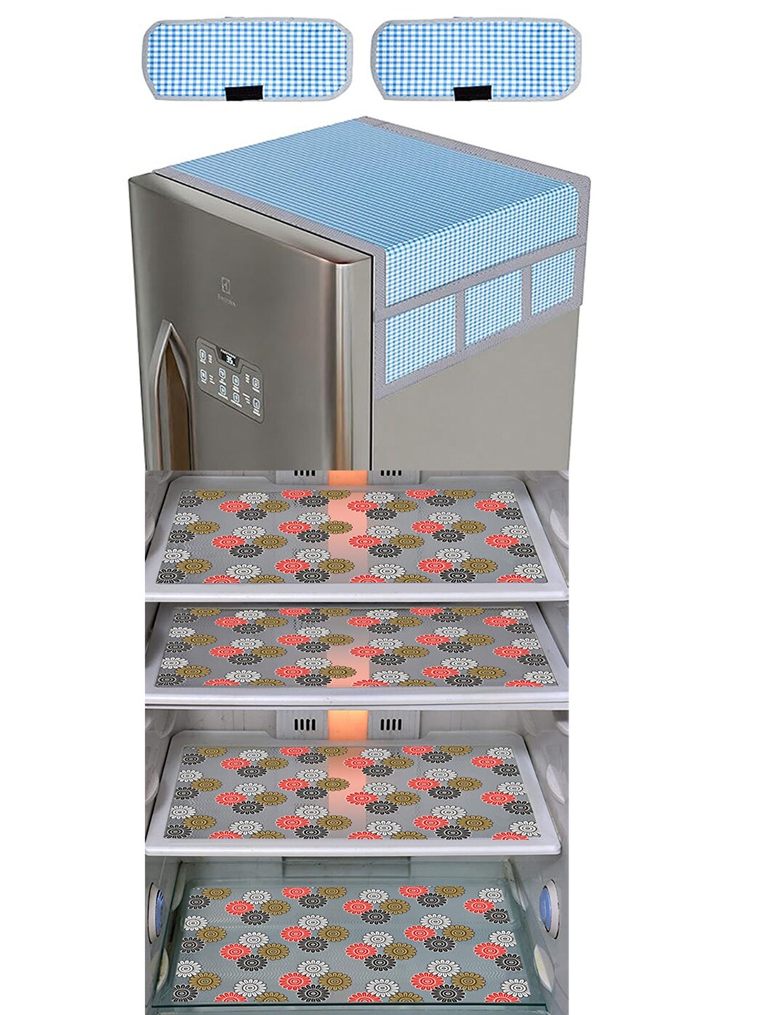 

Dakshya Industries Green & Blue 7 Pieces Printed Refrigerator Appliance Covers
