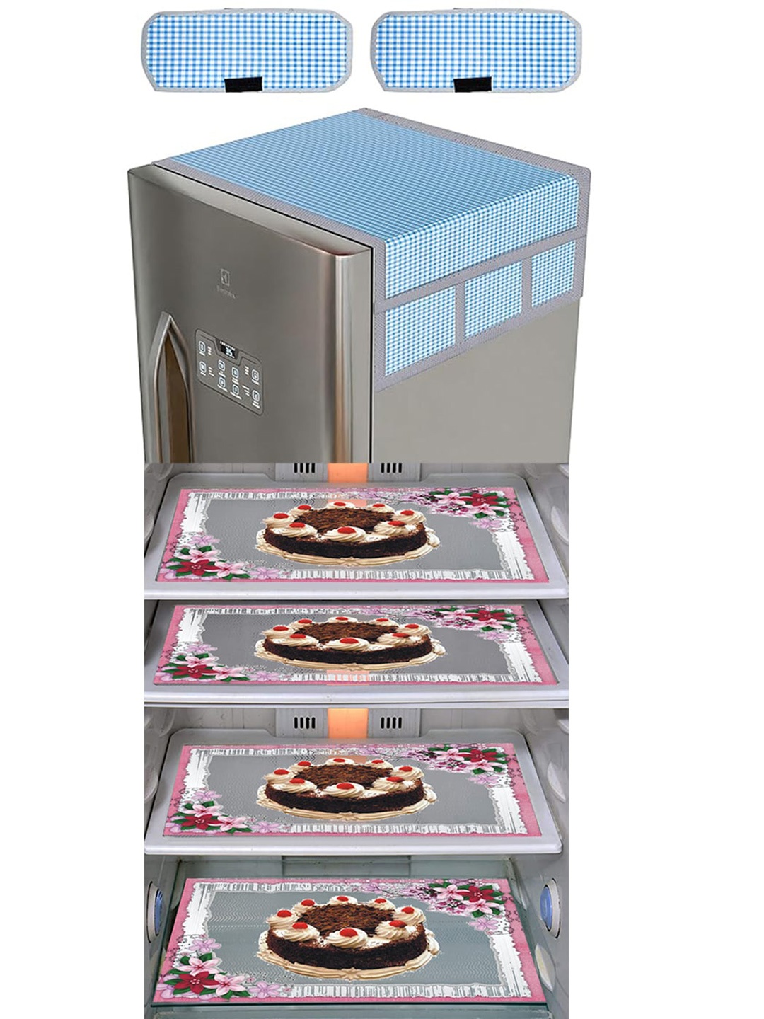 

Dakshya Industries Brown & Blue 7 Pcs Printed Refrigerator Appliance Covers