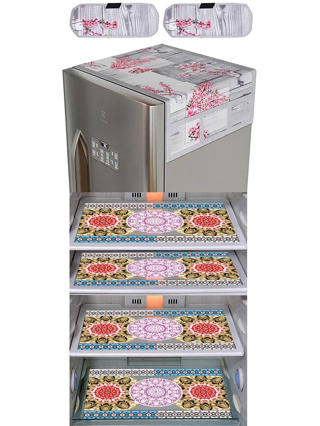 

Dakshya Industries 7-Pcs Pink & Grey Printed Refrigerator Appliance Covers
