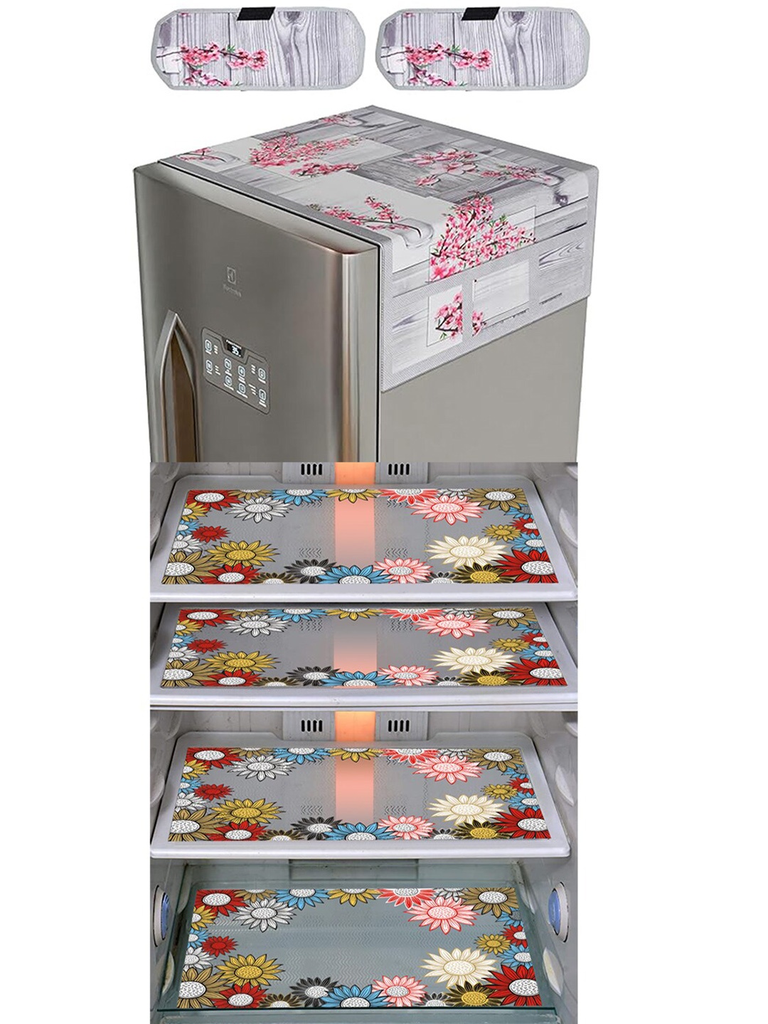 

Dakshya Industries 7 Pieces Grey & Pink Printed Refrigerator Appliance Covers