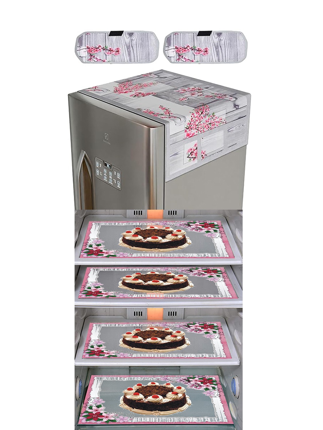 

Dakshya Industries Grey & Brown 7 Pcs Printed Refrigerator Appliance Covers