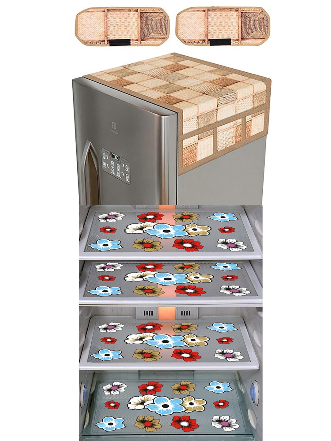 

Dakshya Industries Beige & Red 7 Pieces Printed Refrigerator Appliance Covers