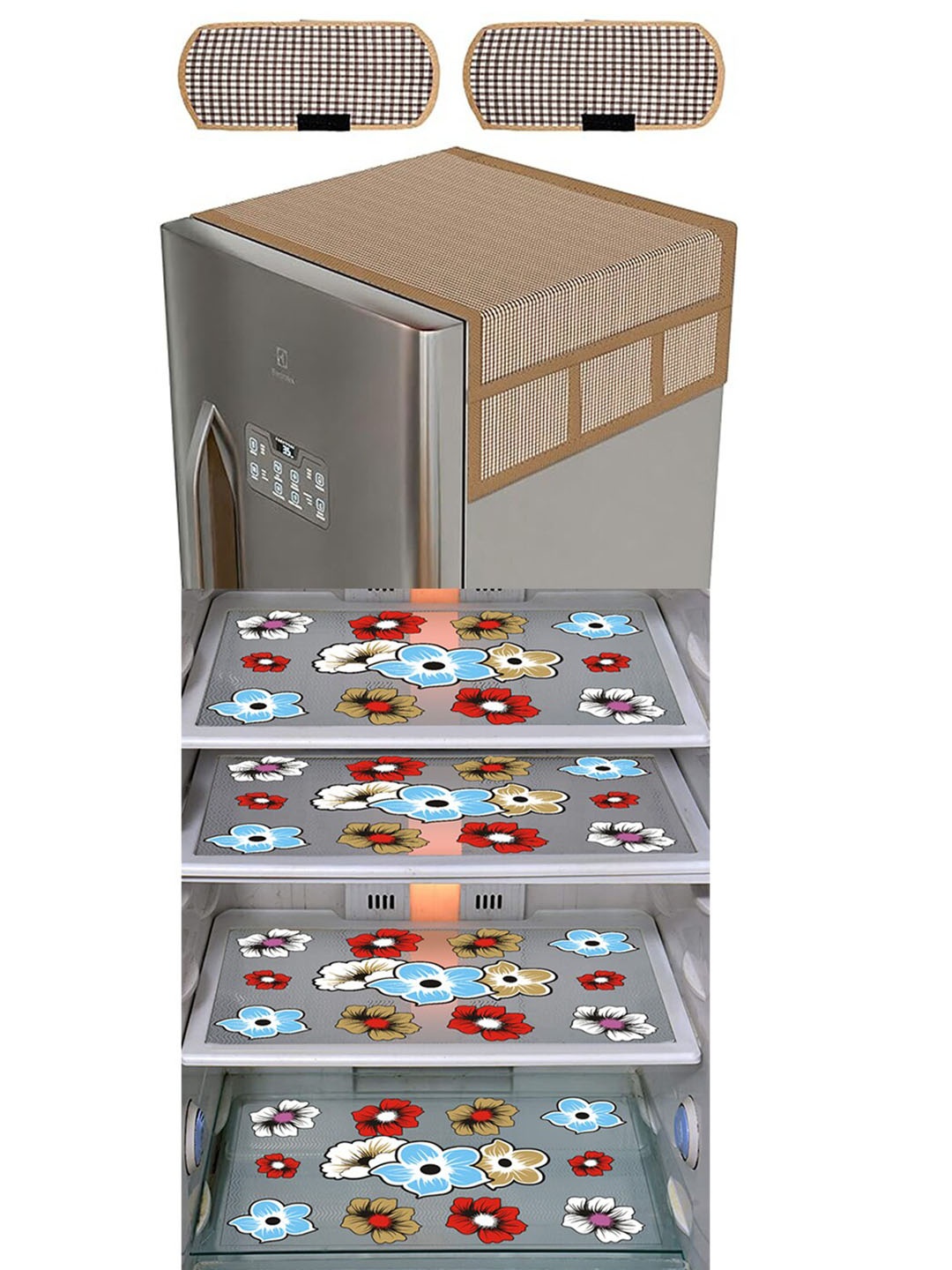 

Dakshya Industries Brown & Blue 7 Pieces Printed Refrigerator Appliance Covers