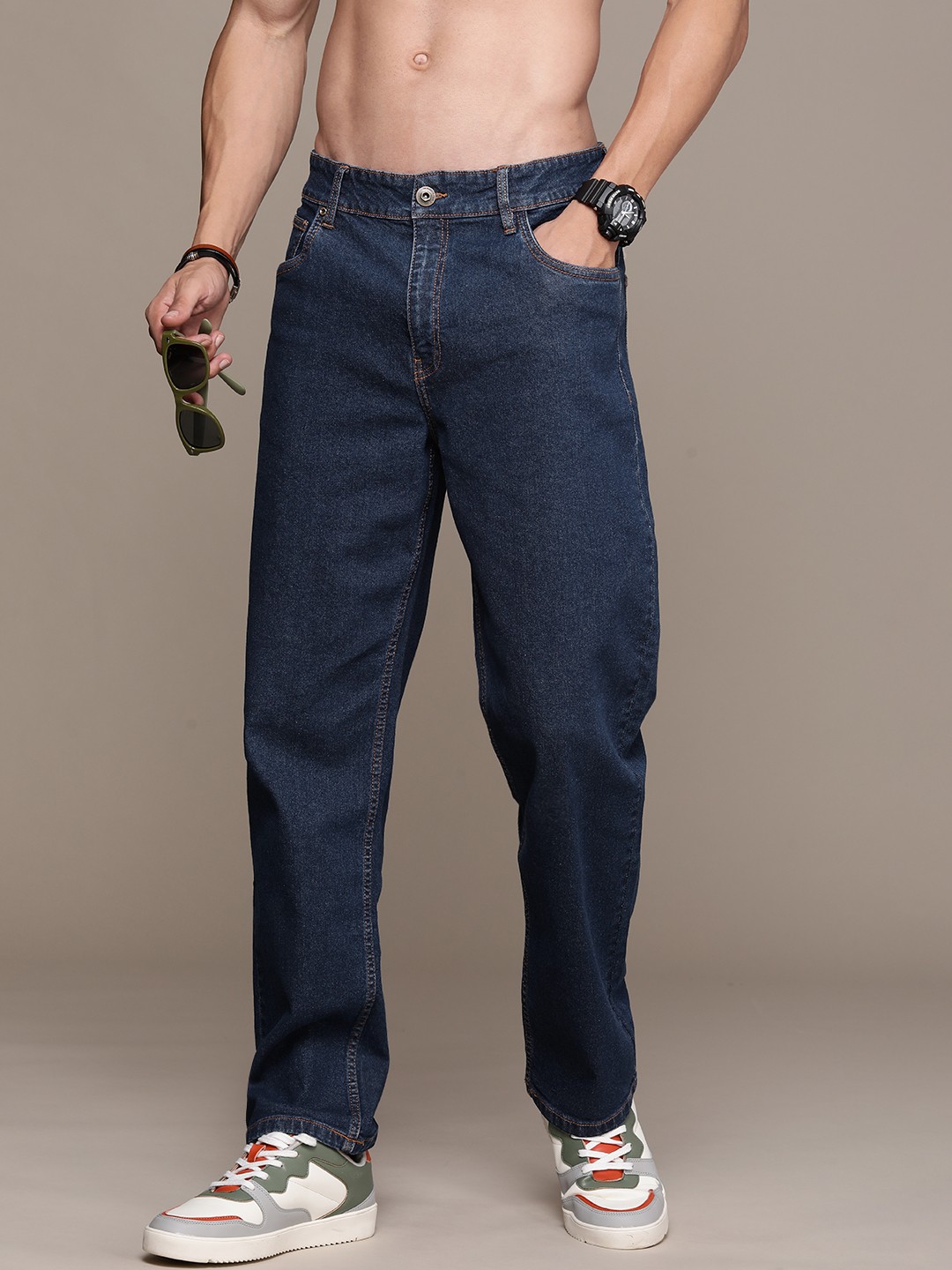 

Roadster Men Straight Fit Stretchable Jeans, Navy blue