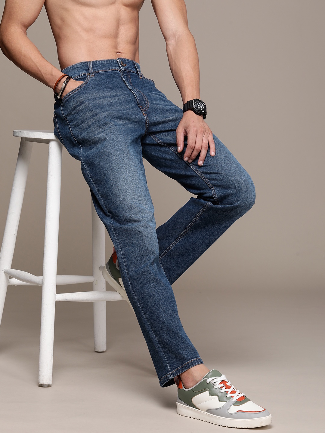 

Roadster Men Straight Fit Stretchable Jeans, Navy blue