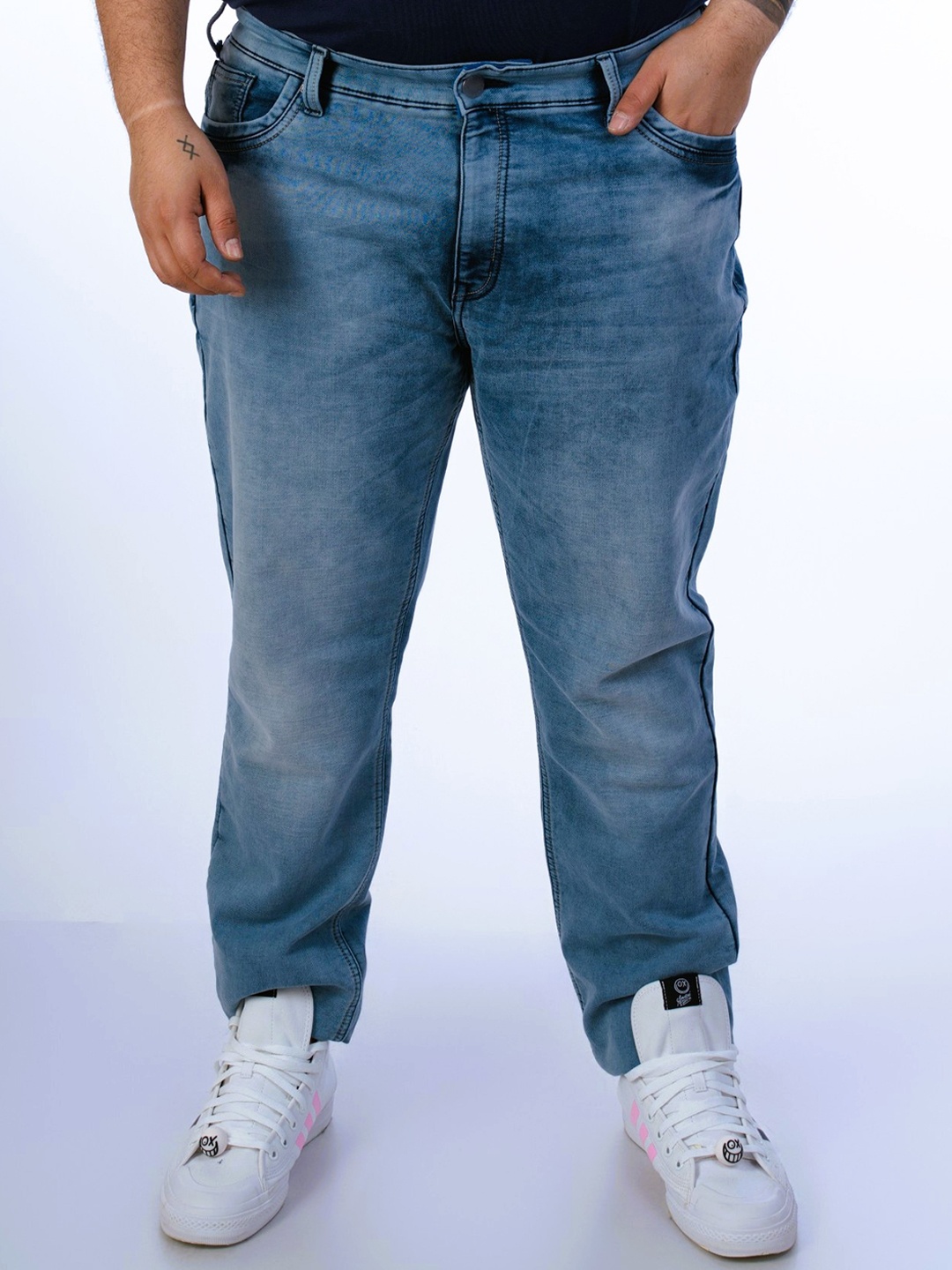 

UNSIZED Plus Size Men Comfort Fit Heavy Fade Stretchable Jeans, Blue