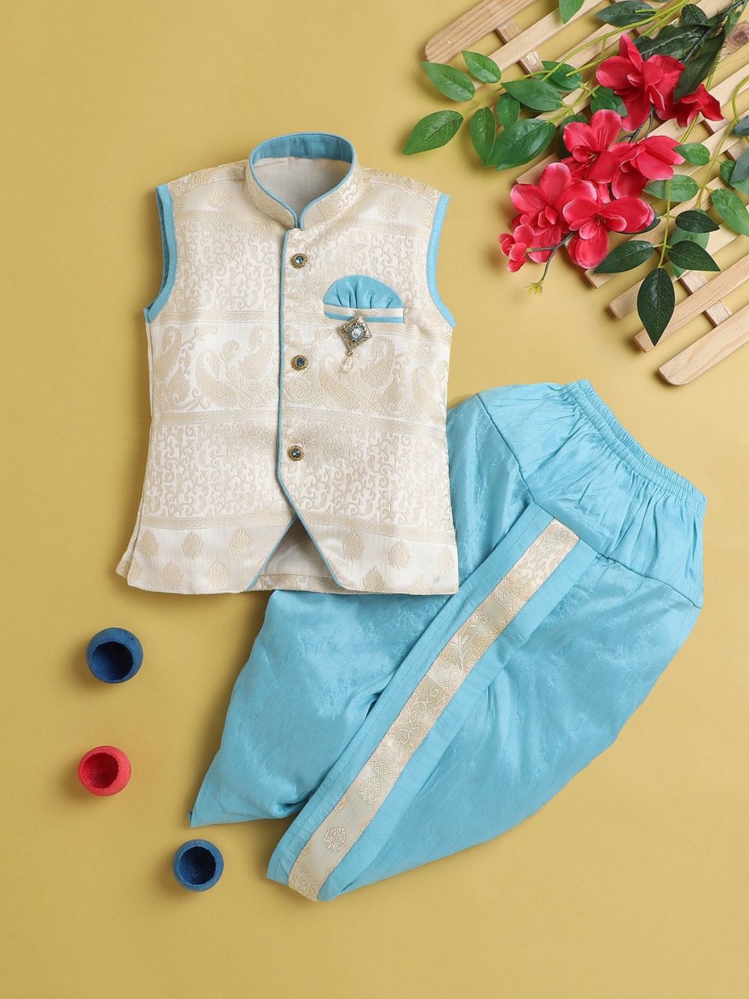 

BAESD Boys Paisley Regular Kurta with Dhoti Pants, Blue