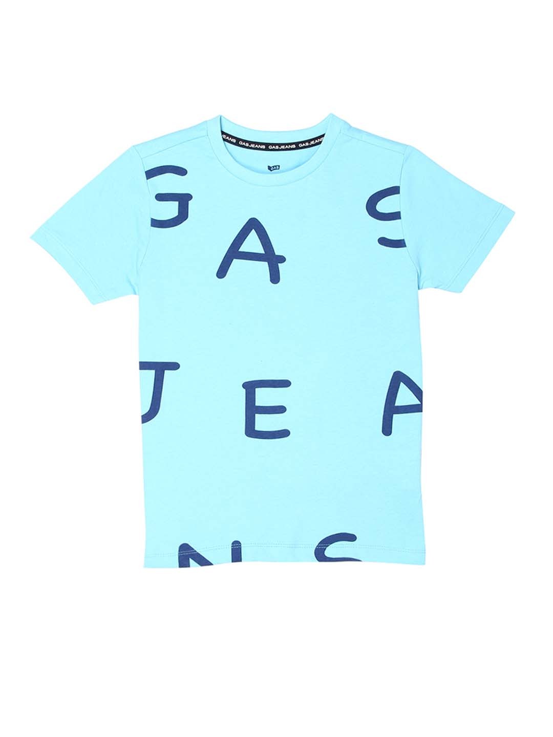 

GAS Boys Typography Printed Applique Slim Fit T-shirt, Blue