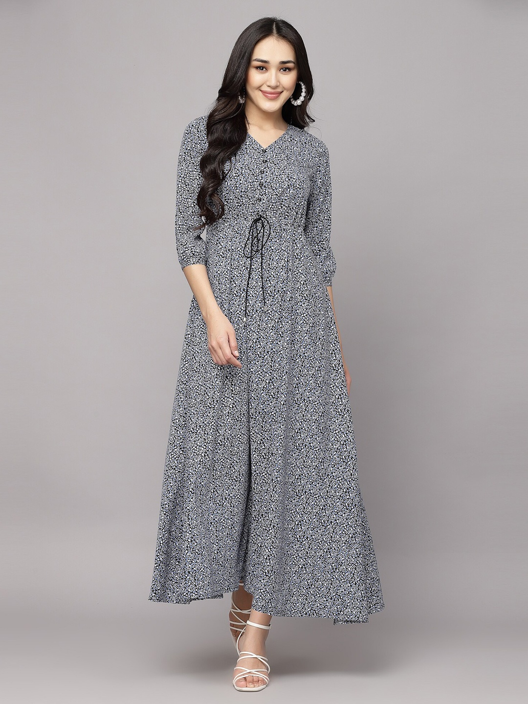 

aayu V-Neck Floral Printed Maxi Dress, Blue