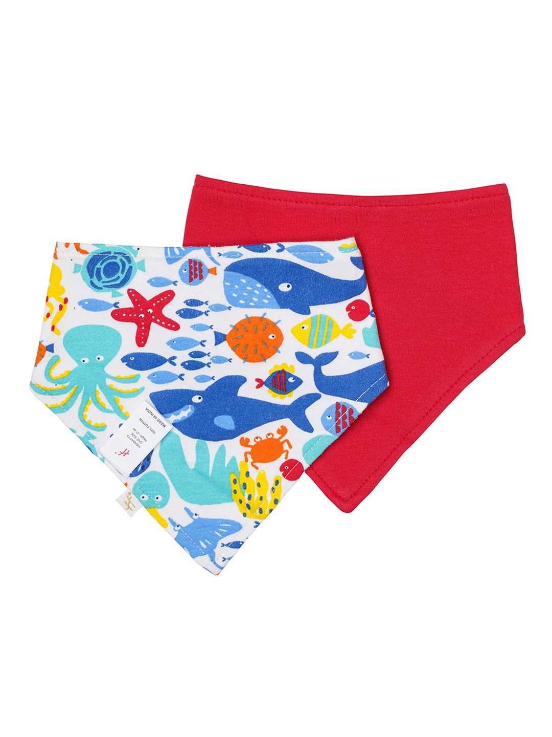 

H By Hamleys Kids Pack Of 2 Printed Pure Cotton Bibs, White