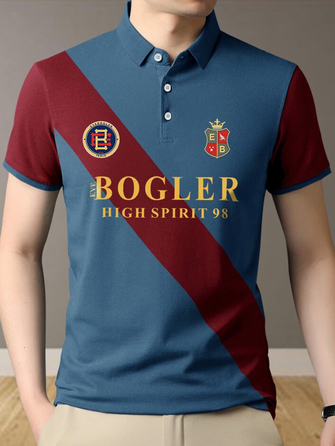 

Eyebogler Brand Logo Printed Cotton T-shirt, Blue