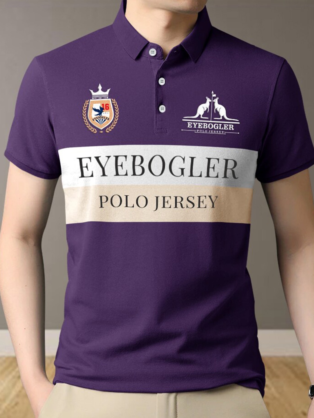 

Eyebogler Brand Logo Printed Cotton T-shirt, Purple