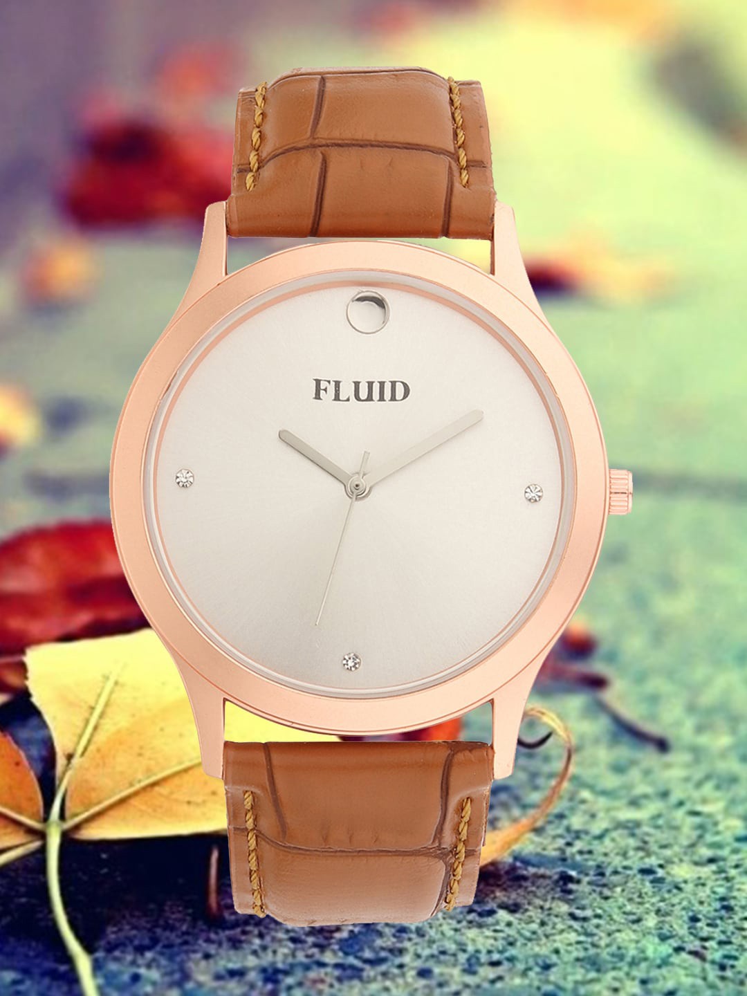 

FLUID Men Embellished Dial & Leather Straps Analogue Watch FLWatch24-800G-WH01, White