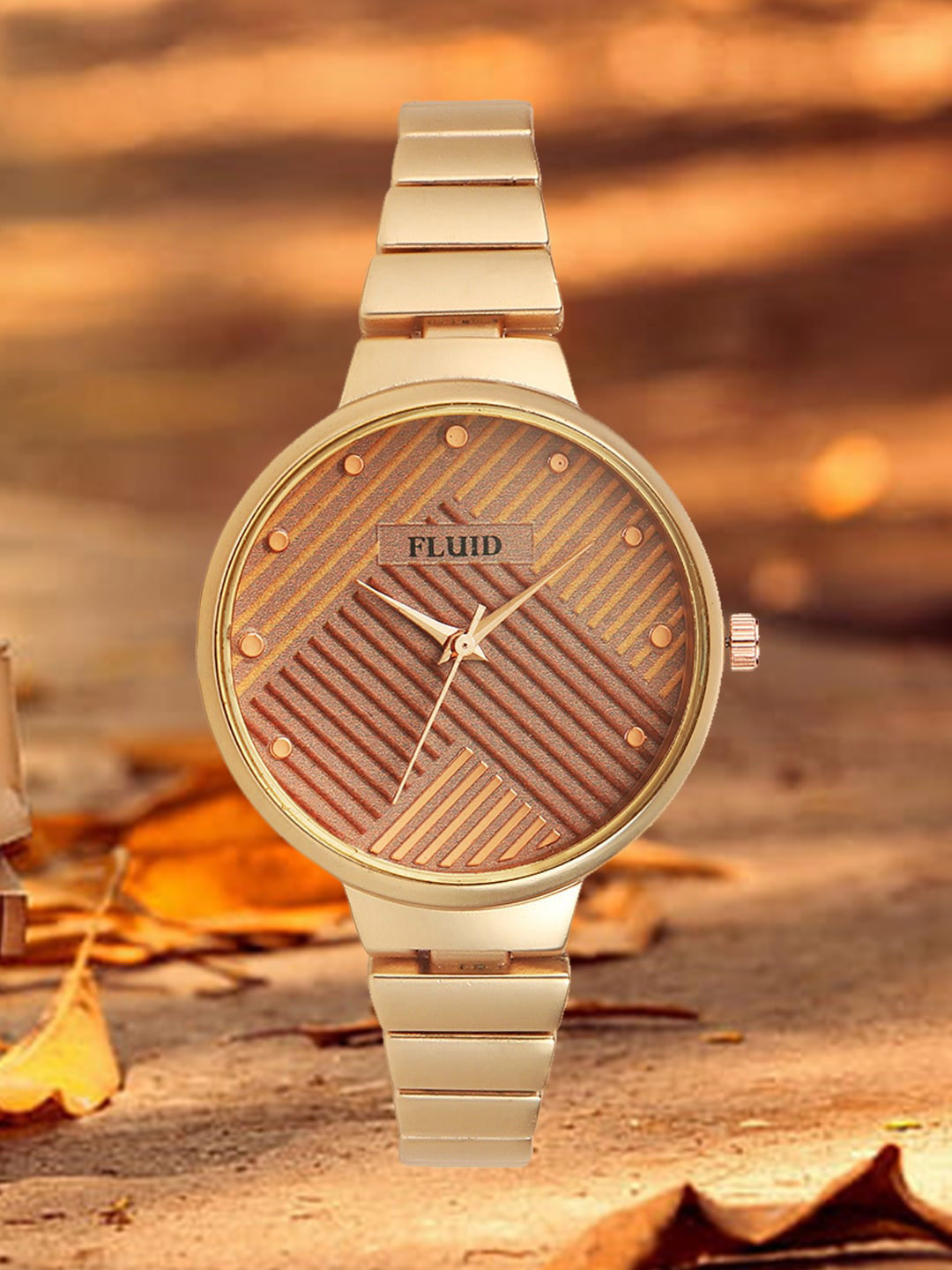 

FLUID Women Bracelet Style Straps Analogue Watch FLWatch24-015-GD01, Gold