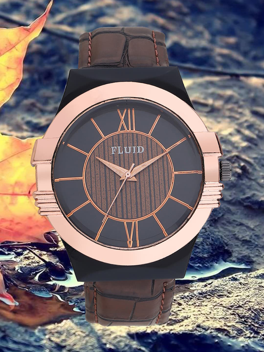 

FLUID Men Dial & Leather Straps Analogue Watch FLWatch24-021-BK01, Black
