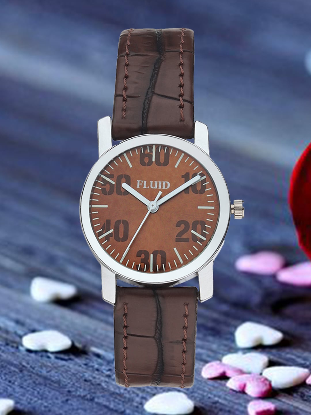 

FLUID Women Dial & Leather Straps Analogue Watch FLWatch24-789L-BR01, Brown