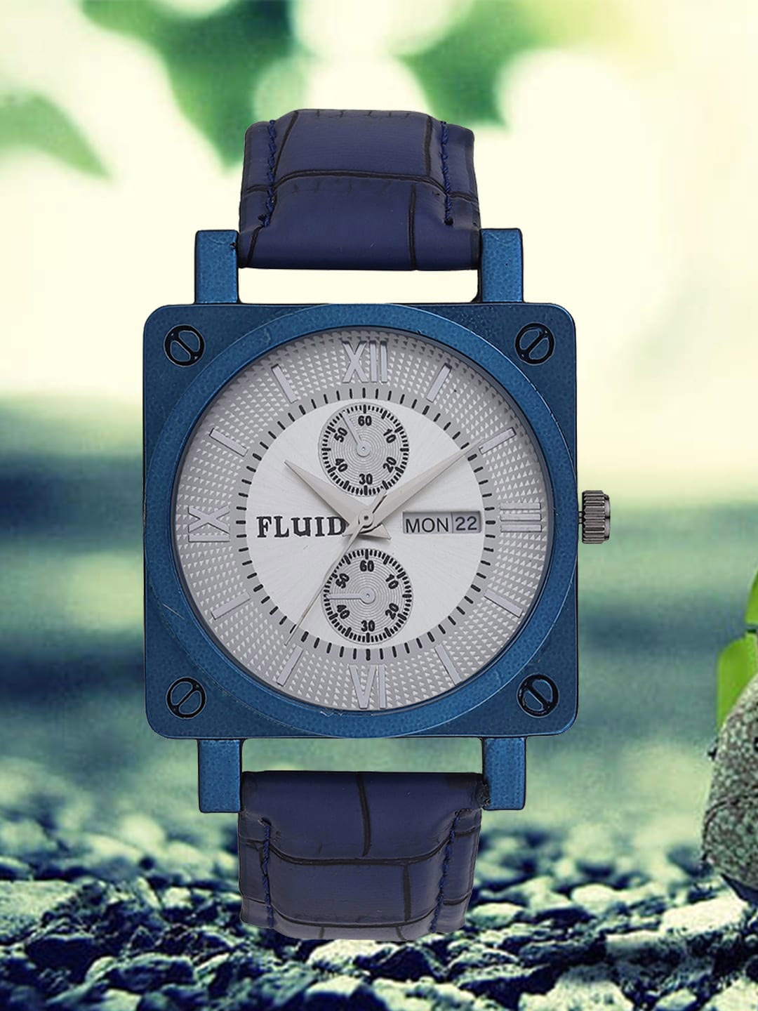 

FLUID Leather Textured Straps Analogue Watch FLWatch24, White