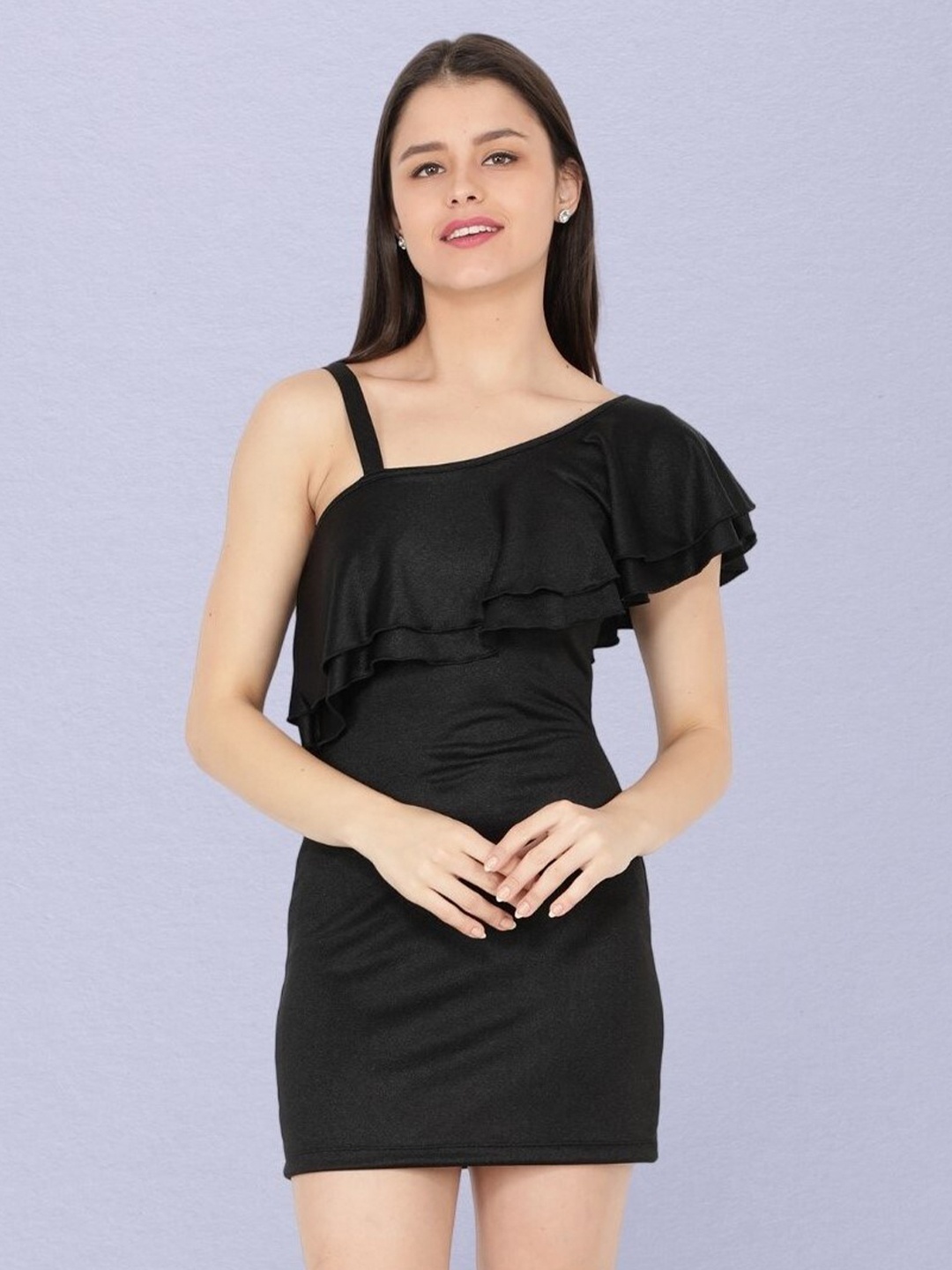 

NUEVOSDAMAS One Shoulder Sheath Dress, Black