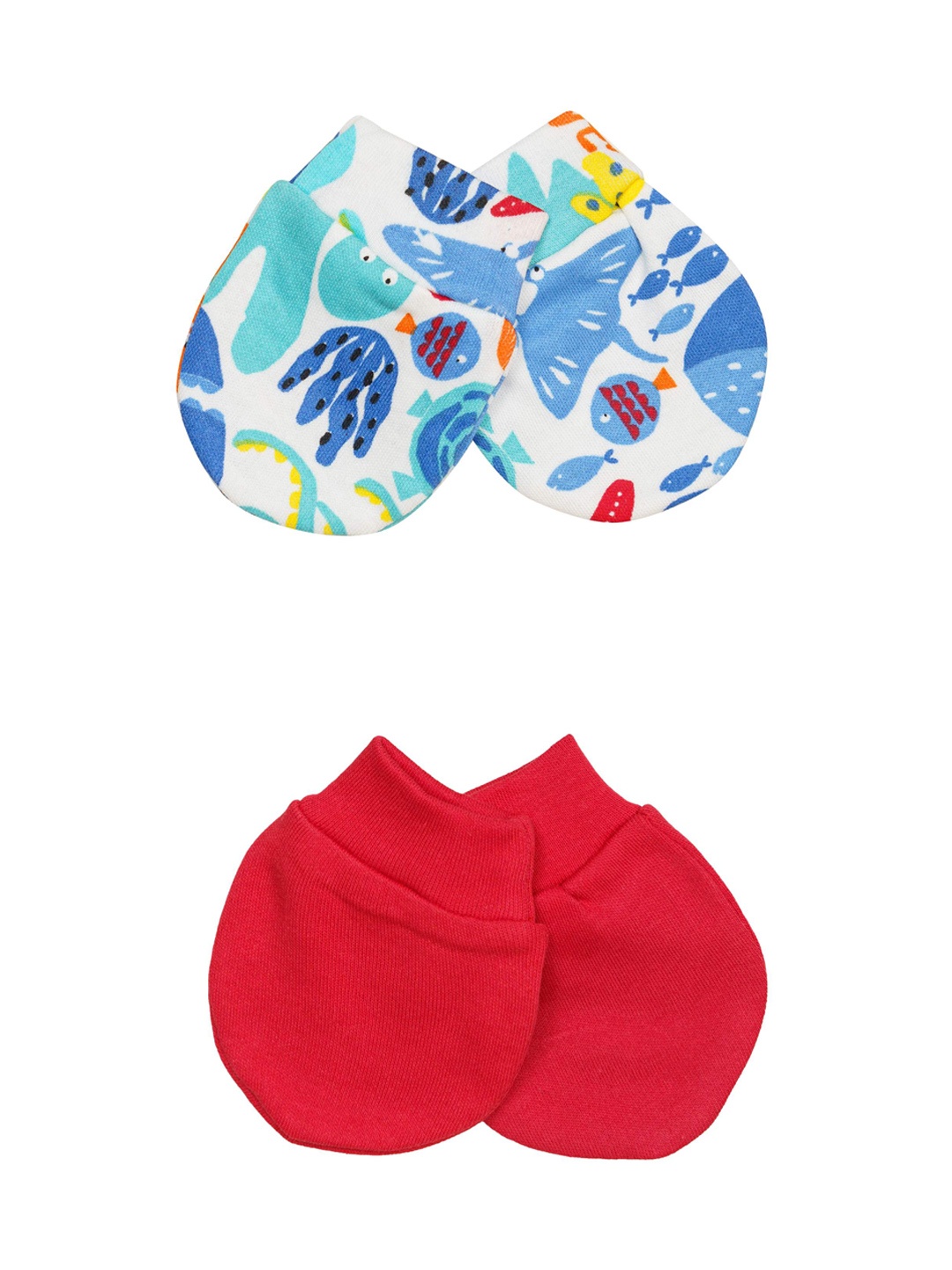 

H By Hamleys Kids Pack Of 2 Printed Pure Cotton Mittens, White