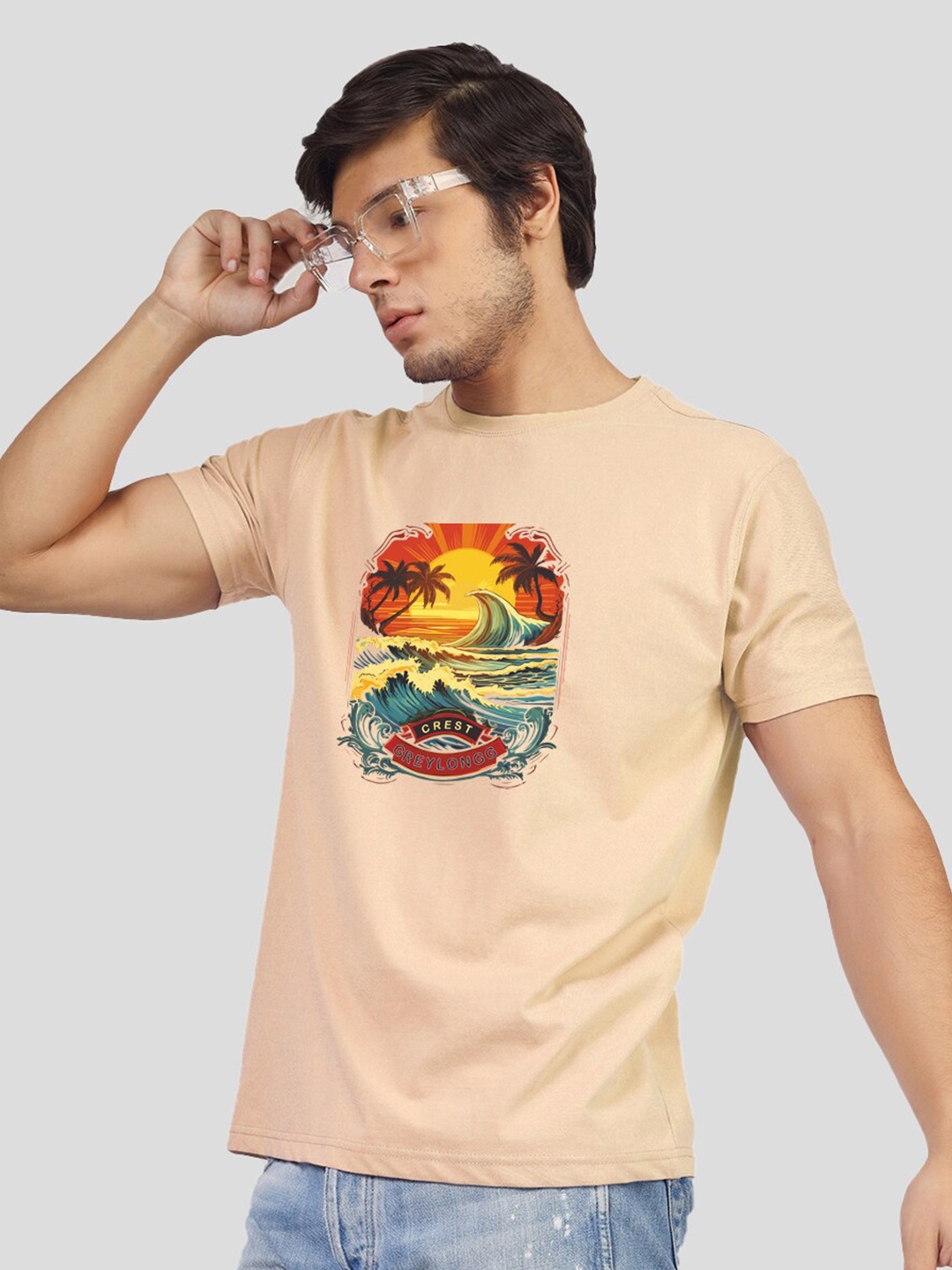 

Greylongg Graphic Printed T-shirt, Beige