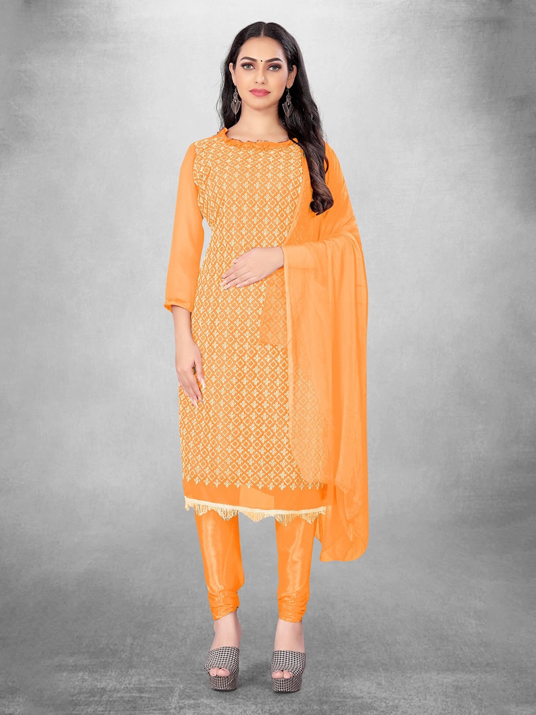 

LeeliPeeri Designer Embroidered Geometric Unstitched Dress Material, Yellow